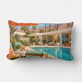 Palm Springs Poolside Retro Mid Century Modern Art Lendenkissen