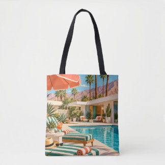 Palm Springs Poolside Retro Mid Century Modern Art Tasche