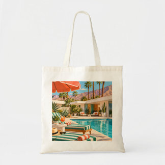 Palm Springs Poolside Retro Mid Century Modern Art Tragetasche