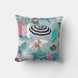 Palm Springs Poolside Retro Resort Throw Kissen