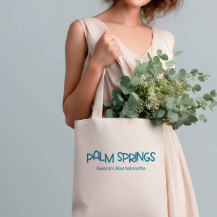 Palm Springs Retro Minimalistisch Blue Bachelorett Tragetasche