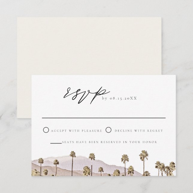 PALM SPRINGS - RSVP-Karte für die Skyline von Cali Einladung (Vorne/Hinten)