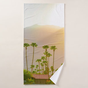 Palm Springs Sonnenuntergang Tag mit Bergen und Pa Badehandtuch