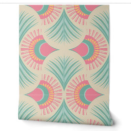 Palm Springs - Sunset Palms - Coral Pink and Teal Tapete