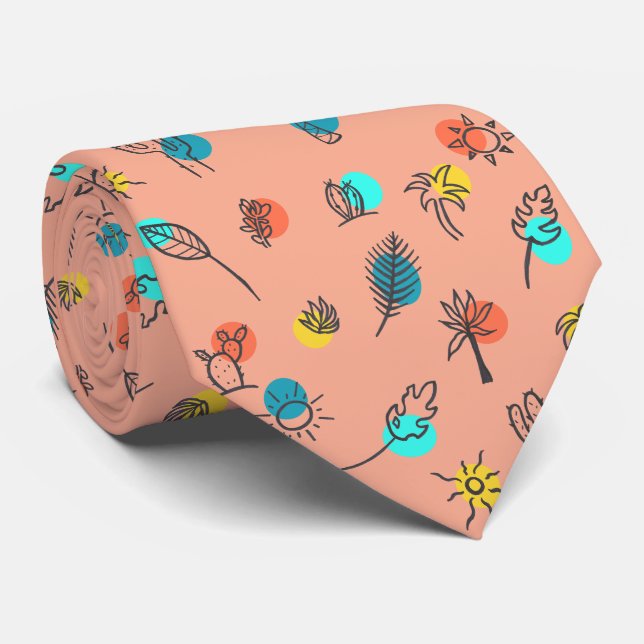 Palm Springs Thema Sommermuster Krawatte (Gerollt)