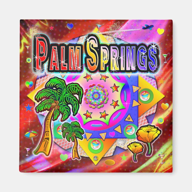 Palm Springs Tropical Friends Magnet (Vorne)