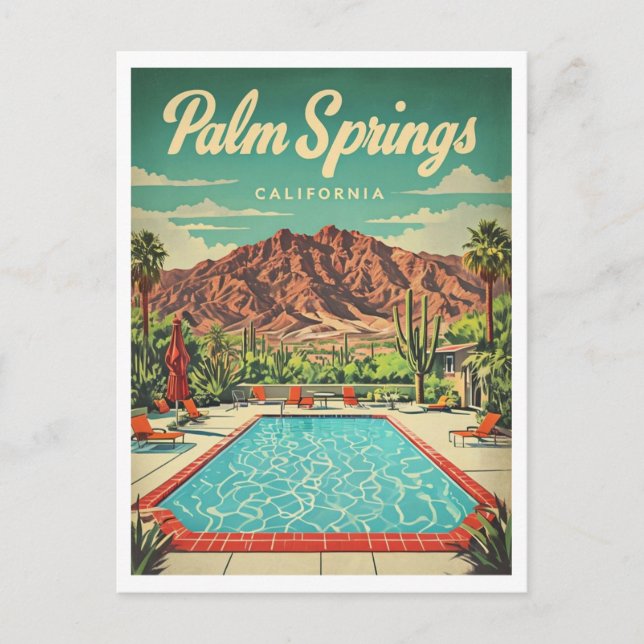 Palm Springs Vintag Inspiriertes Grafikdesign Postkarte (Vorderseite)