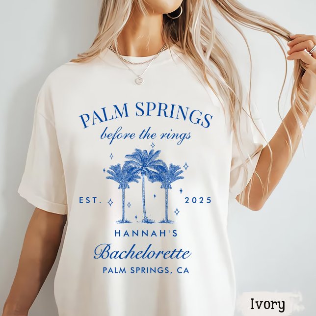 Palm Springs vor dem Rings Blue Bachelorette T-Shirt (Von Creator hochgeladen)