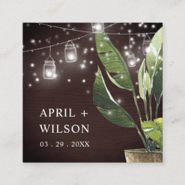 PALM STARRY NIGHT MASON JAR GASTGESCHENK HOCHZEIT  QUADRATISCHE VISITENKARTE