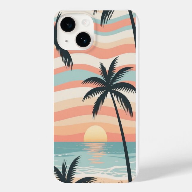 Palm Stripes – Tropical Calm Beach Phone Case (Rückseite)