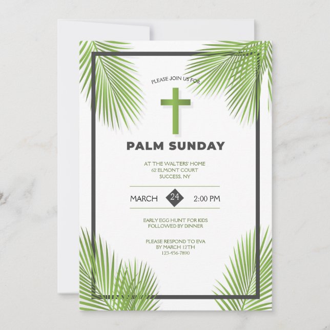 Palm Sunday Frame Einladung (Vorderseite)