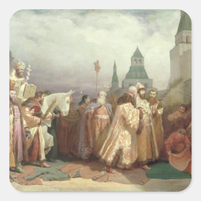 Palm Sunday Procession Quadratischer Aufkleber (Vorderseite)