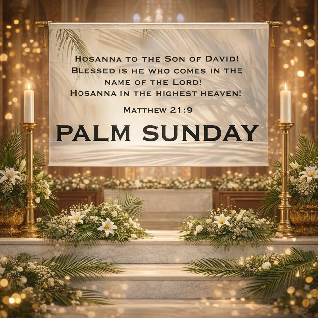 Palm Sunday Scripture with Soft Palm Shadows Banner (Von Creator hochgeladen)