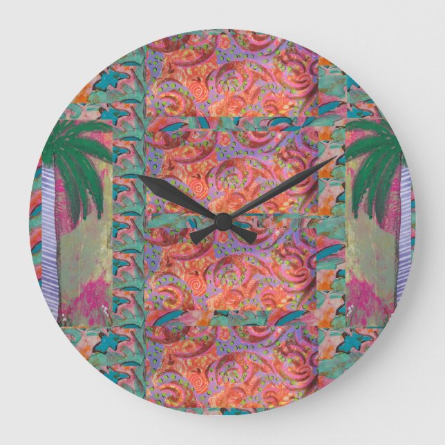 Palm Tree Abstrakt Große Wanduhr (Vorderseite)