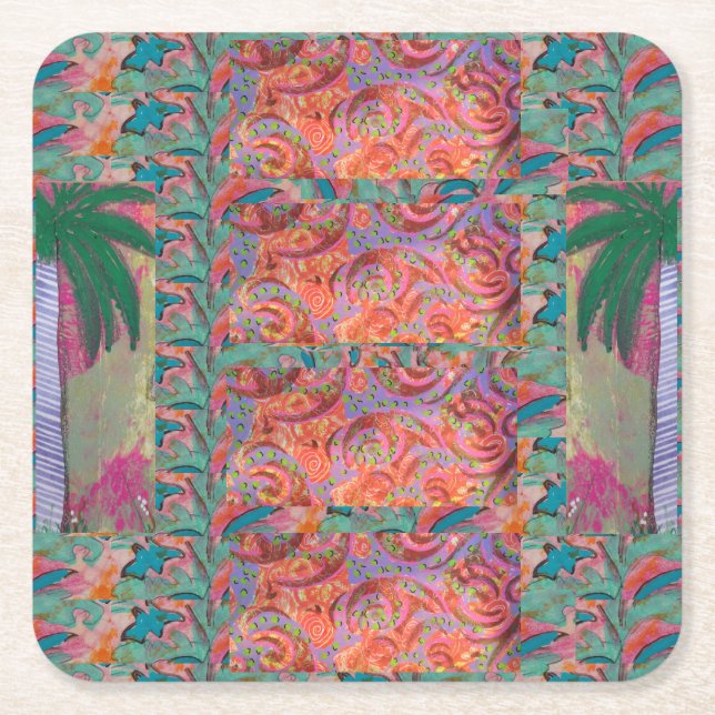 Palm Tree Abstrakt Rechteckiger Pappuntersetzer (Vorderseite)