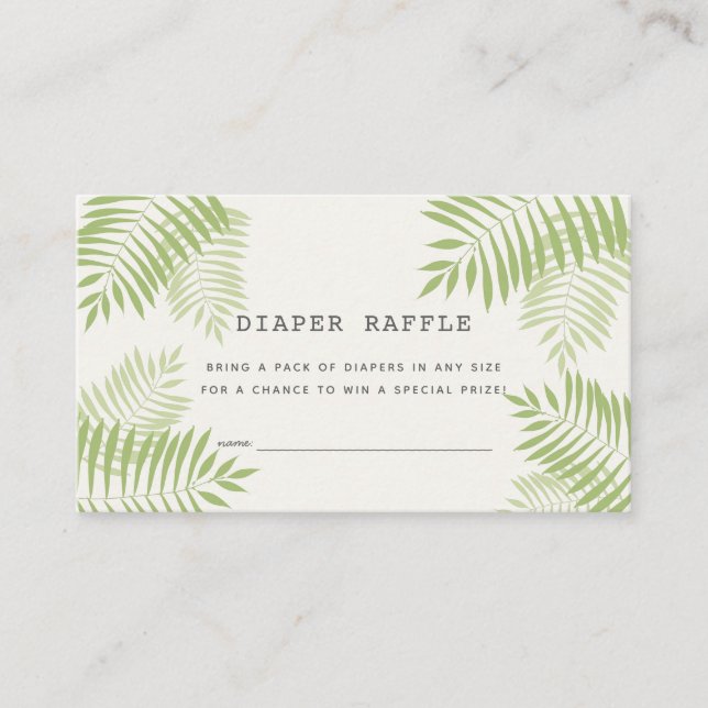 Palm Tree Aloha Baby Dusche Windeln Raffle Ticket Begleitkarte (Vorderseite)