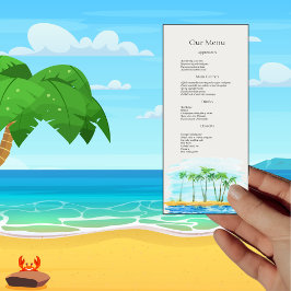 Palm Tree and Beach Wedding Dinner Menu Menükarte