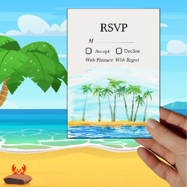 Palm Tree and Beach Wedding RSVP Card Einladung