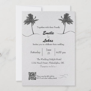 Palm Tree and Seashells Arch Foto Wedding Einladung