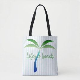 Palm Tree and Stripes Beach Tote Bag Tasche