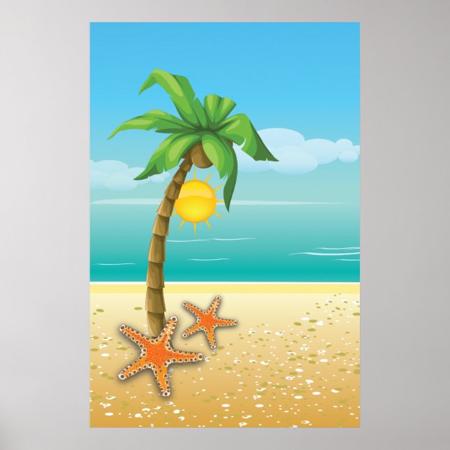 Palm tree and sun tropical scenery print/poster poster (Vorne)
