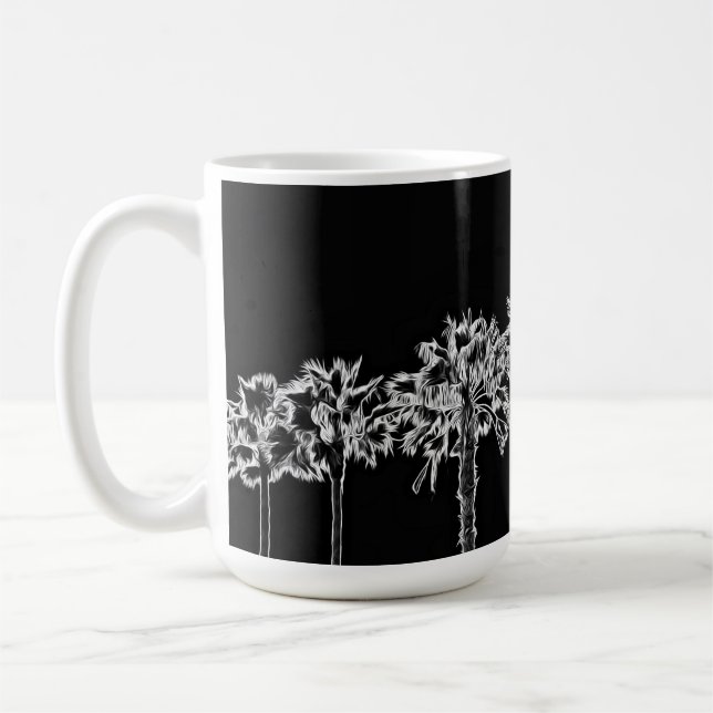 Palm Tree Art Black and White Cup Tasse (Links)