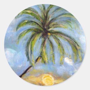Palm Tree Artwork Runder Aufkleber