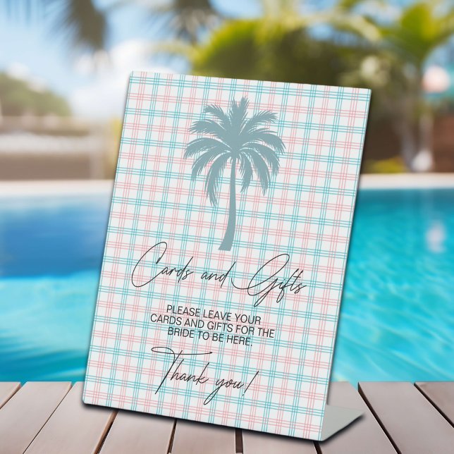 Palm Tree Azure Pink Karton Karten & Geschenke Sockelschild (Von Creator hochgeladen)
