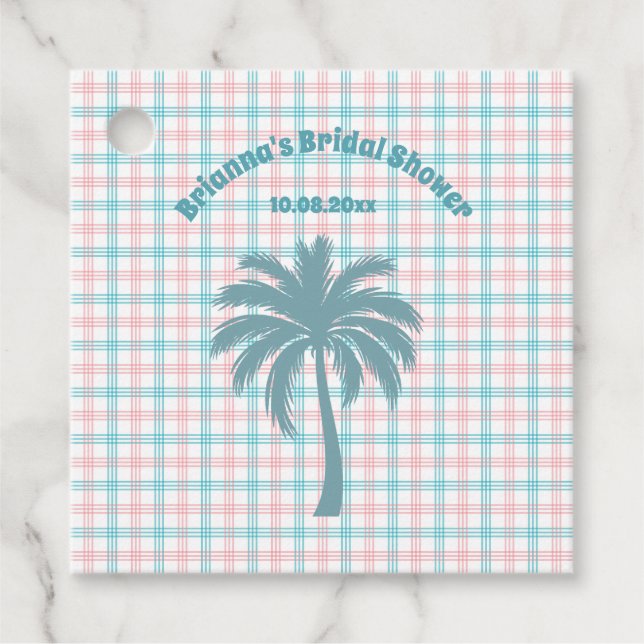 Palm Tree Azure Pink Kegeltes Brautparty Geschenkanhänger (Vorderseite)