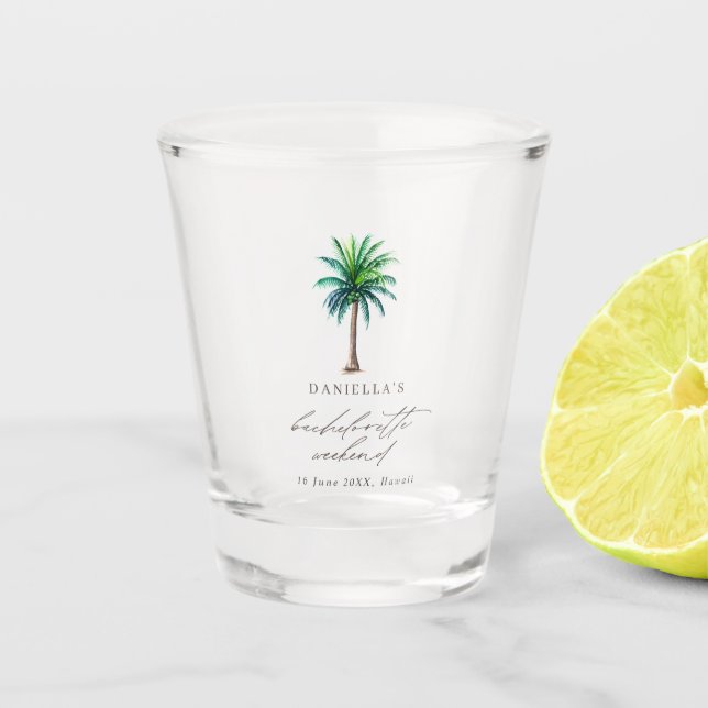 Palm Tree Bachelorette Weekend Shot Glass Schnapsglas (Vorderseite)