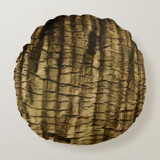 Palm Tree Bark Rundes Kissen (Vorderseite)