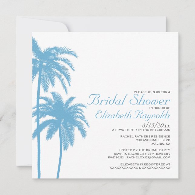 Palm Tree Beach Bridal Einladungen (Vorderseite)