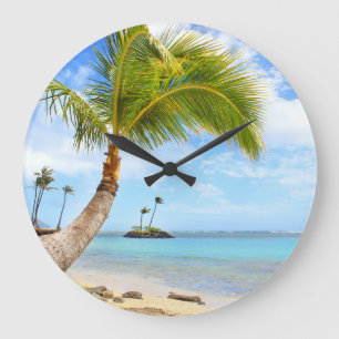 Palm Tree Beach Clock Große Wanduhr