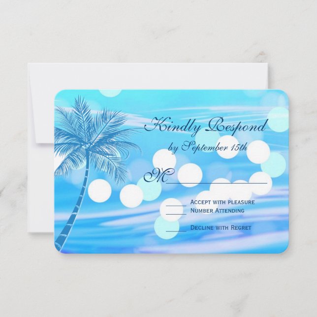 Palm Tree Beach Destination Mariage Carte RSVP (Devant)