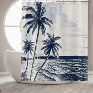 Palm Tree Beach Dusche Vorhang Badezimmer Dekorati