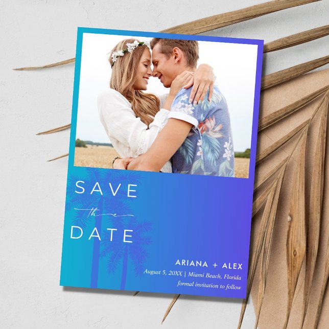 Palm Tree Beach Foto Wedding Save The Date (Palm Tree Beach Photo Wedding Save The Date)
