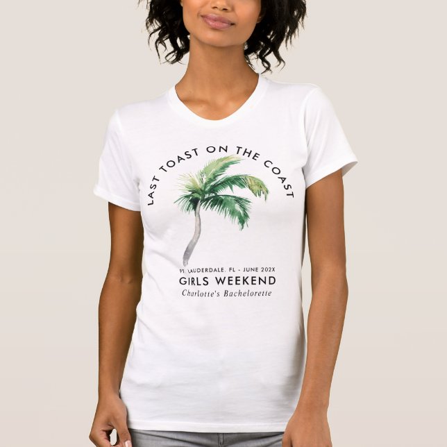 Palm Tree Beach Girls Wochenende Bachelorette T-Shirt (Vorderseite)