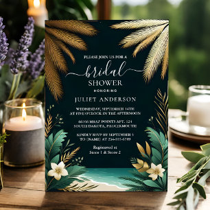 Palm Tree Beach Green und Gold Brautparty Einladung