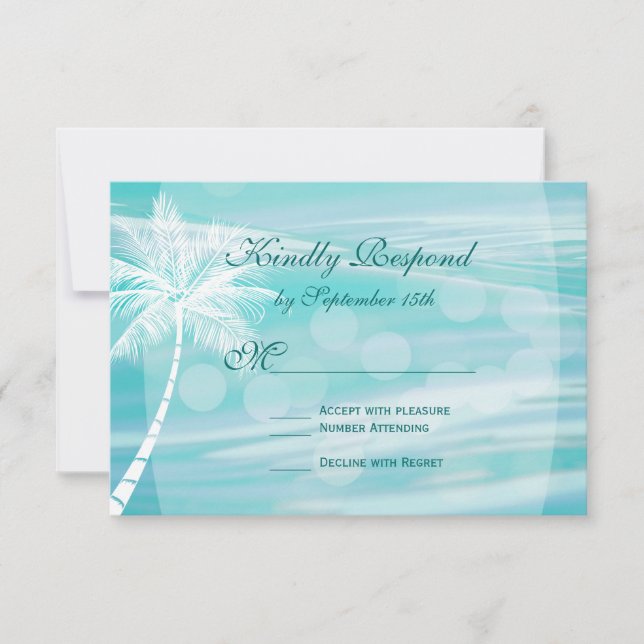 Palm Tree Beach Hochzeit in Urlaubsort RSVP Cards Karte (Vorderseite)