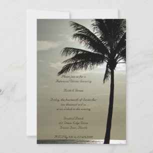 Palm Tree Beach Hochzeit Probe Dinner einladen Einladung