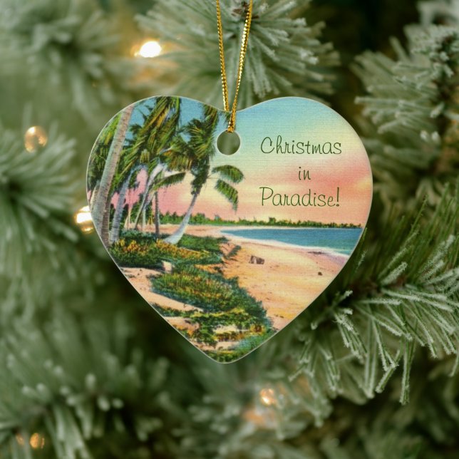 Palm Tree Beach Keramik Ornament (Baum)