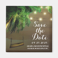 Palm Tree Beach Lights Magnet Réservez la date