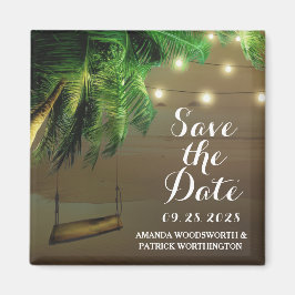 Palm Tree Beach Lights Magnet Réservez la date