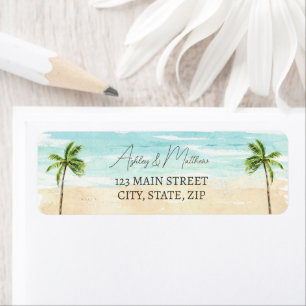 Palm Tree Beach Mariage Retour Étiquettes