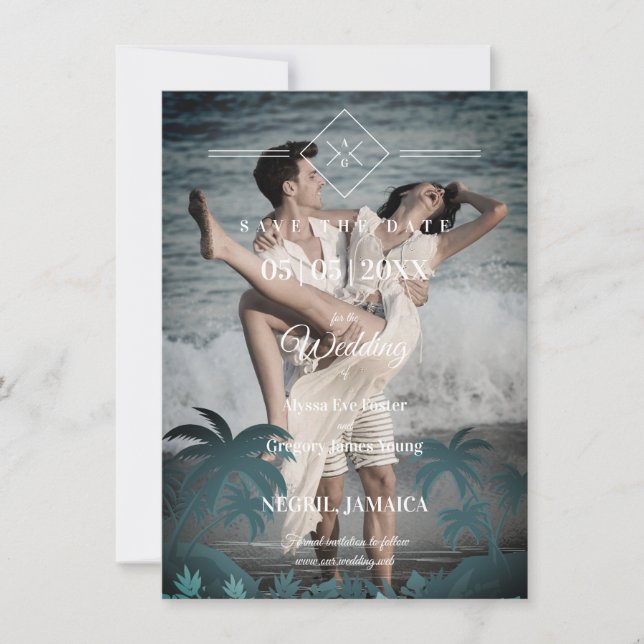 Palm Tree Beach Personalized Photo Engagement (Vorderseite)