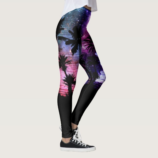 Palm Tree Beach, Space Galaxy Star, Leggings (Rechts)