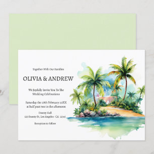 Palm Tree Beach Tropical Island Wedding Einladung