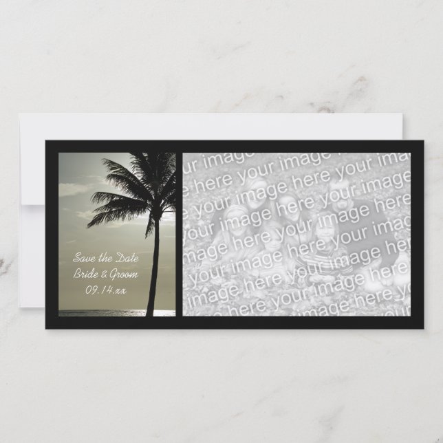 Palm Tree Beach Wedding Enregistrer la date Carte  (Devant)