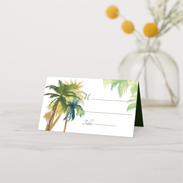 Palm Tree Beach Wedding Platzkarte (Vorderseite)