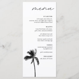 Palm Tree Black & White Modernes Hochzeitsessen Menükarte